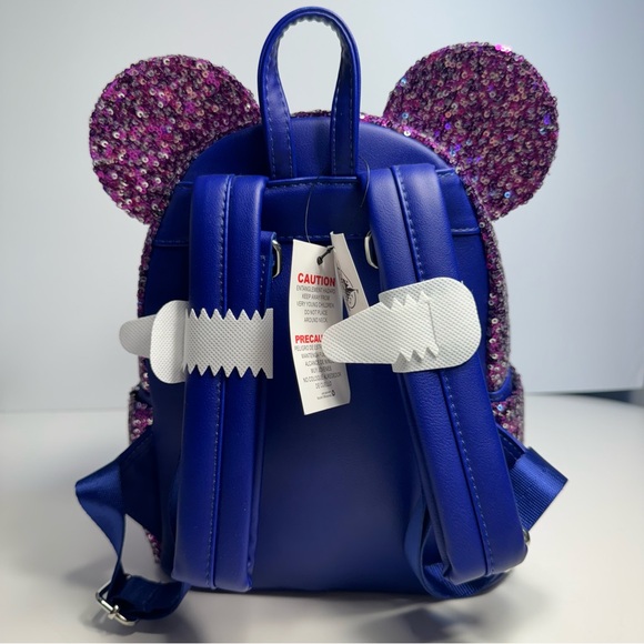 NWT. Loungefly Disney Paris 30th Anniversary Sparkling sequin Mini Backpack - Picture 7 of 11